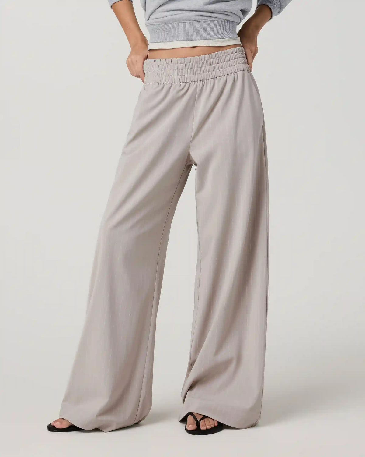 Villa Pinstripe Wideleg - Long | Suede Pinstripe