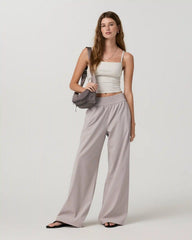 Villa Pinstripe Wideleg - Long | Suede Pinstripe