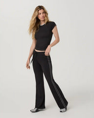 Halo Low Rise Slim Flare Retro Pant | Solid Black