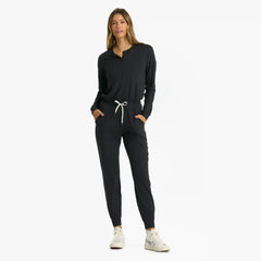 Lux Henley Jumpsuit | Black Heather