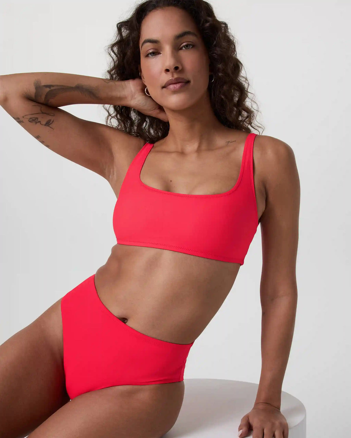 High Waisted Bikini Bottom | Bright Red